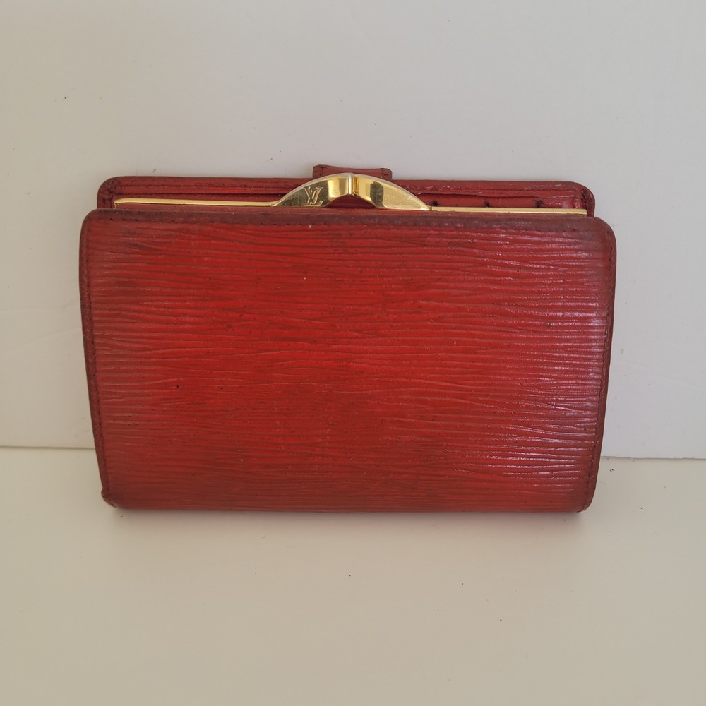Louis Vuitton Red Epi Leather Portefeuille Viennois Kiss Lock Wallet MI0012 - Picture 2 of 16
